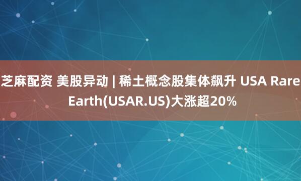 芝麻配资 美股异动 | 稀土概念股集体飙升 USA Rare Earth(USAR.US)大涨超20%